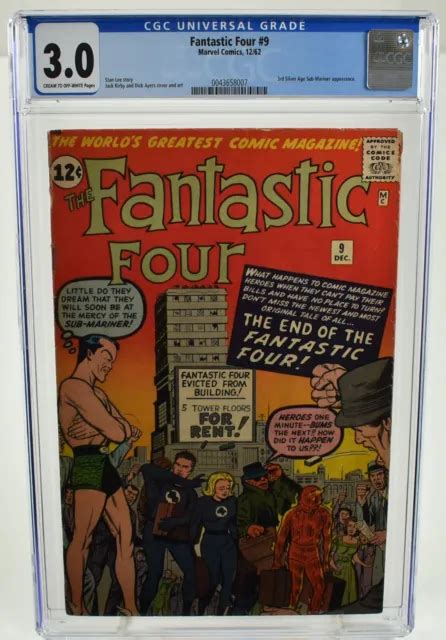 Fantastic Four 9 Cgc 30 1962 3rd Silver Age Sub Mariner App Marvel