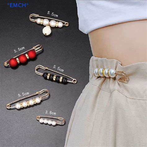 Emch Pcs Women S Clothing Brooch Set Pearl Rhinestone Brooches For Women Lapel Pin Tightening