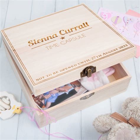 Personalised Wooden Time Capsule Baby Memory Box By British And Bespoke
