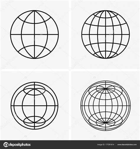 Schemes Globe Parallel Circles Meridian Lines Stock Vector Image By
