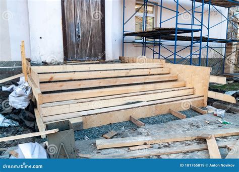 Formwork For Concrete Stairs Stock Image Image Of Equipment