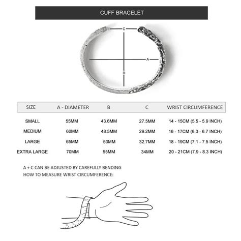 Cuff Size Chart Atelier Hon Ne Bracelet Size Chart Evil Eye