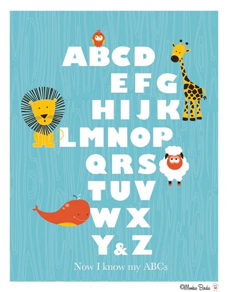 Alphabet Art Animal Nursery Decor Alphabet Print Kids Room Etsy