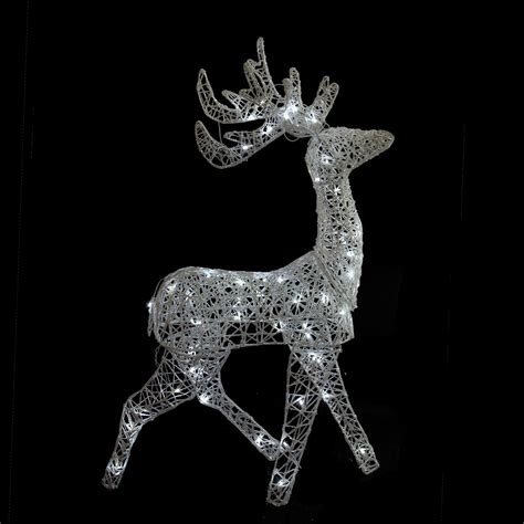 52 Led Lighted Elegant White Glittered Reindeer Christmas Outdoor