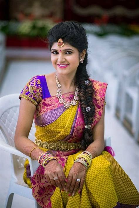 Pictures gallery of indian wedding hairstyles for sarees. Best Hairstyles For Traditional Wedding Pattu Sarees