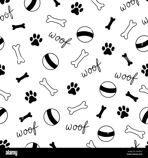 Dog Bone Seamless Pattern Dog Footprint Stamp Bone Toy Background
