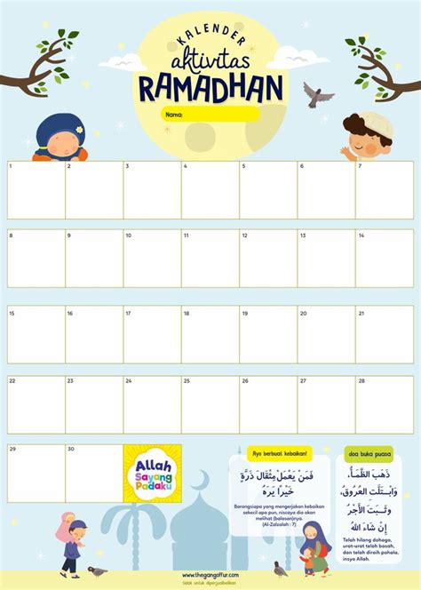 Free Printable Kalender Aktivitas Ramadhan Kegiatan Untuk Anak
