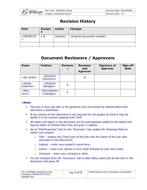 Feasibility Study Report Template Free Download Printable Templates