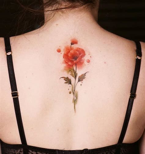 Watercolor Floral Back Tattoo Viraltattoo