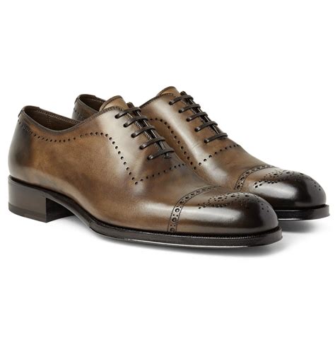 Tom Ford Edgar Burnished Leather Oxford Brogues In Brown For Men Lyst