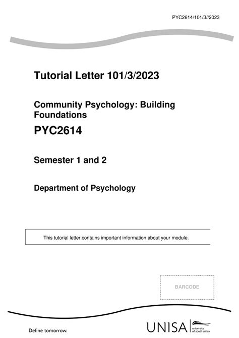 101 2023 3 B Study Guide Pyc26141013 2023 Tutorial Letter 101