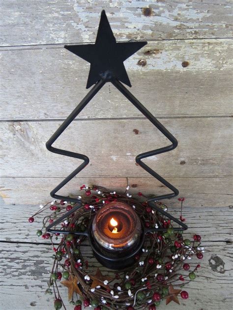 High quality, hand crafted wrought iron. YANKEE JAR PILLAR CANDLE HOLDER Primitive Wrought Iron ...