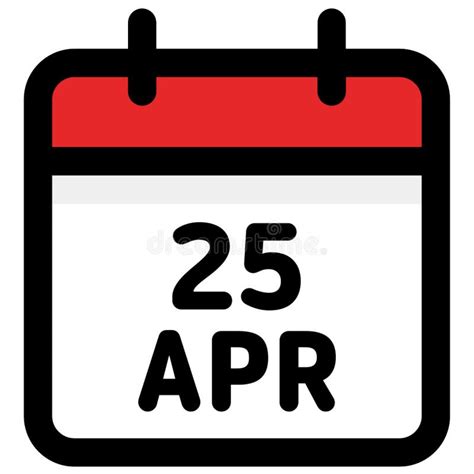 April 25 Calendar Icon Stock Illustration Illustration Of 2019