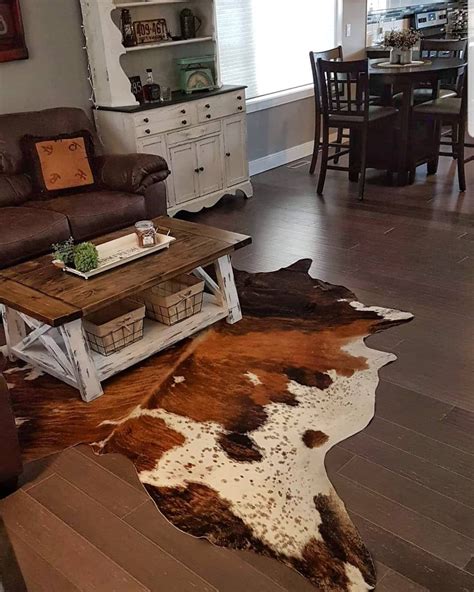 Handpicked Brazilian Cowhide Rug In Unique Brown White With Some Black