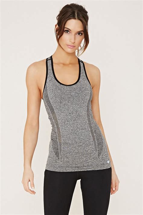 Forever 21 Active Seamless Racerback Tank In Gray Lyst