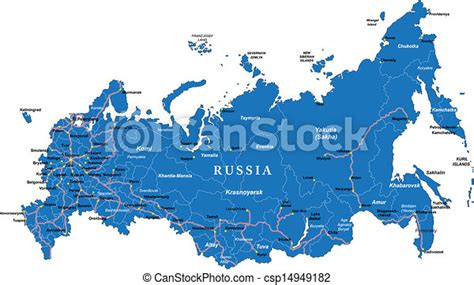 Russia Map Highly Detailed Vector Map Of Russia With Administrative Regions Main Cities And