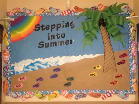 Summer Bulletin Board Infant Footprints On Paper Flip Flops Toddler