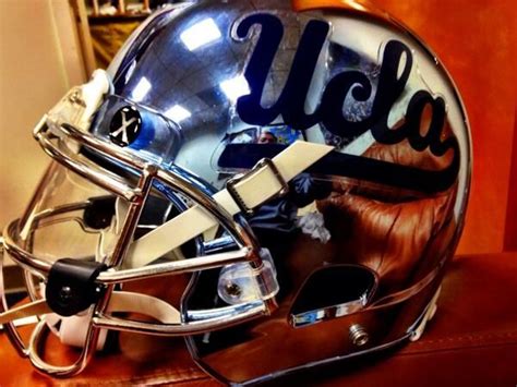 To help ensure that players would want to wear safer helmets, ucla engineering professor vijay gupta and his team of students kept the polymer thin so as not to alter current football helmets too much. UCLA Chrome Helmet (With images) | Football helmets