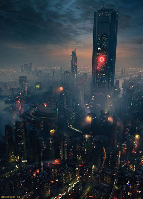 Wallpaper Concept Art Cyberpunk City Night Dark Science Fiction Cityscape Smoke