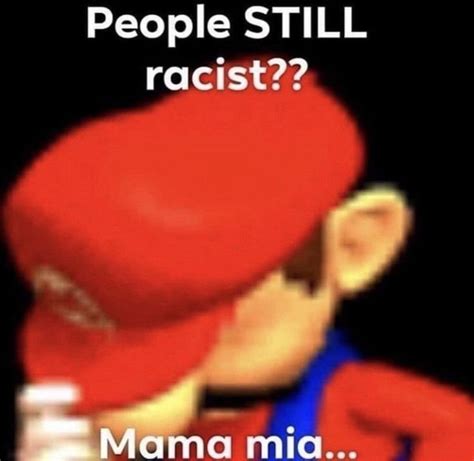 A Man With A Red Hat On His Head And The Words Mama Mia In Front Of Him