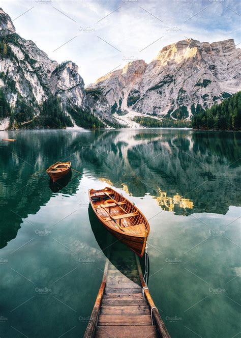 Braies Lake In Dolomites Italy By Bortnikauphoto On Creativemarket