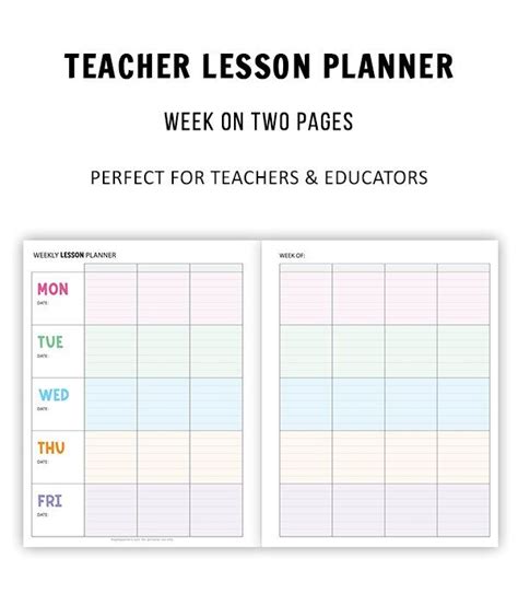 Printable Teacher Lesson Planner