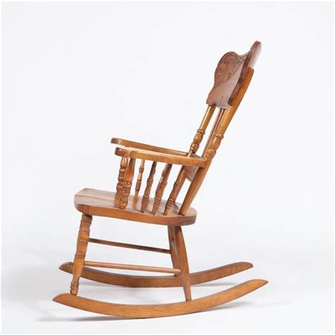 Lot Vintage Pressed Back Oak Wood Rocker Rocking Chair