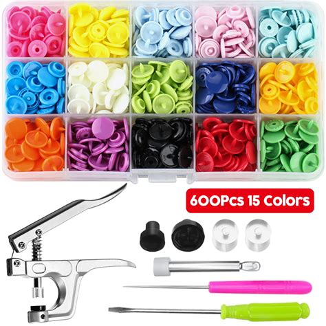 600pcs Plastic Snap Buttons No Sew Snap Fasteners T5 Snaps With Snaps