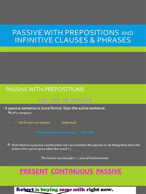 Passive With Prepositions And Infinitive Clauses And Phrases Pdf Verb