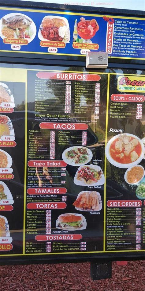 Click on image for menu. Online Menu of Oscars Mexican Food Restaurant, San Marcos ...