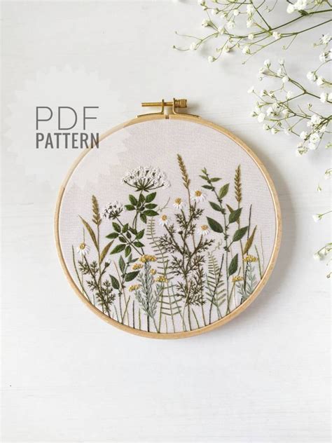 Chamomile Meadow Embroidery Pattern Wildflower Embroidery Pattern Pdf