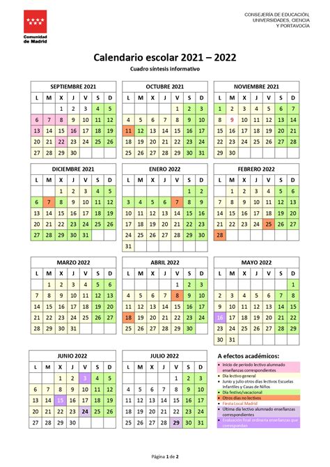 Calendario Escolar Curso 2021 22 Colegio Sagrado Corazón