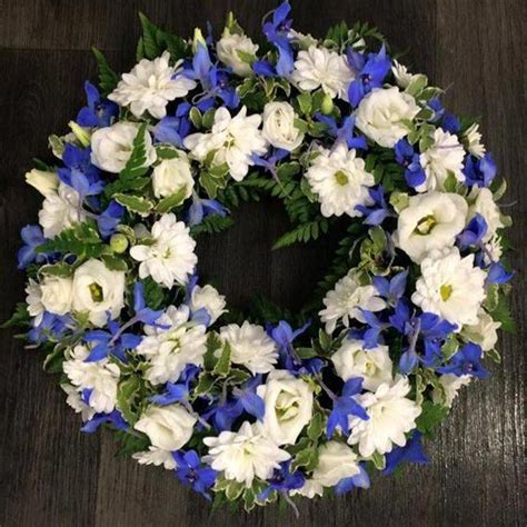 Funeral Flowers Lovely Blue And White Wreath