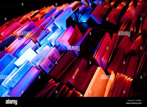 Book Shelf Artistic Display With Different Colours Stock Photo Alamy