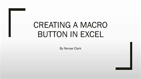 How To Add A Macro Button In Excel Youtube