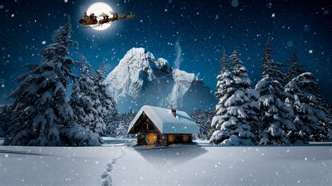 Download 1366x768 Wallpaper Snowfall Winter Hut House