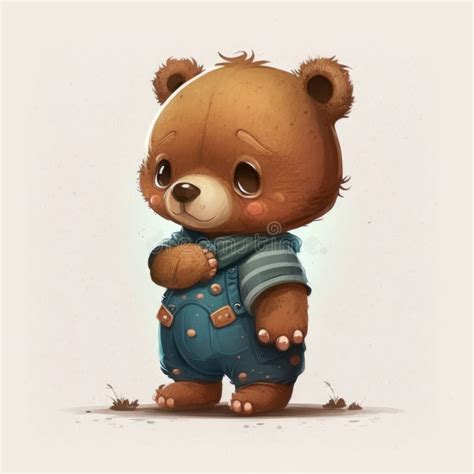 Cute Bear Character Illustration On White Background Generative Ai