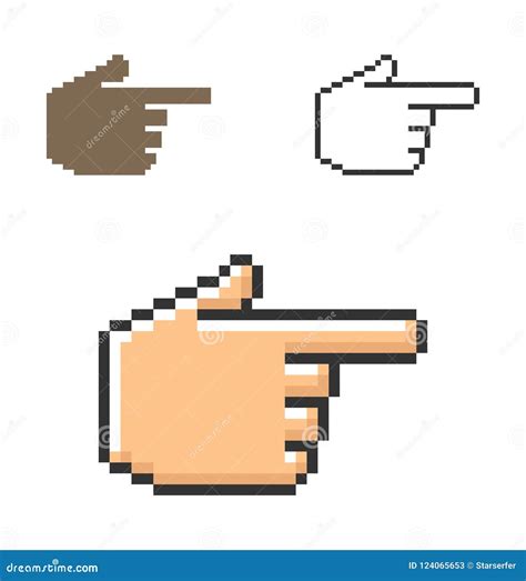 Pixel Icon Of Hand With Forefinger Pointing Forward Stock Vector
