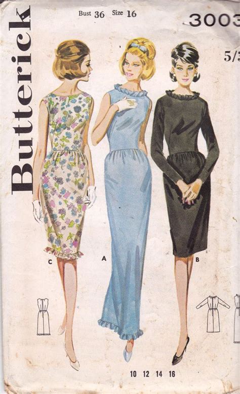 60s Cocktail Sheath Dress Pattern By Allthepreciousthings On Etsy