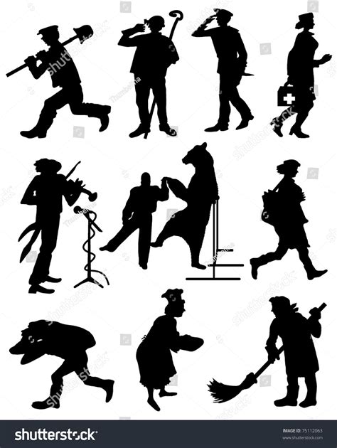 Collection Silhouettes People Different Professions Stock Vector (Royalty Free) 75112063 ...
