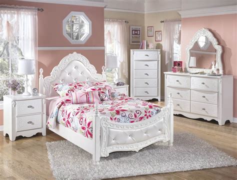 Exquisite Luminous White Wood Glass 5pc Bedroom Set Wfull Bed Girls