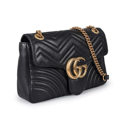 Gucci Black Matelasse Leather Large Gg Marmont Bag My Luxury Bargain