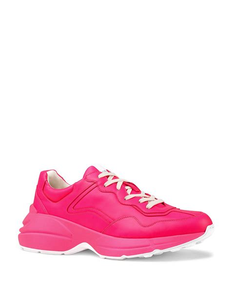 Gucci Rhyton Fluorescent Leather Sneaker In Pink For Men Lyst