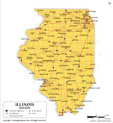 Illinois Road Map With Interstate Highways And Us Highways