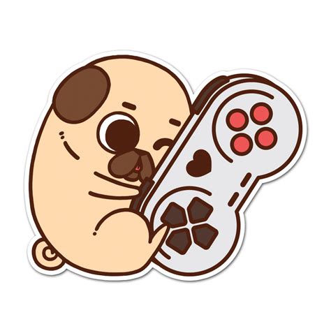Puglie Gaming Buddy Sticker Default Title Cute Dog Drawing Pug