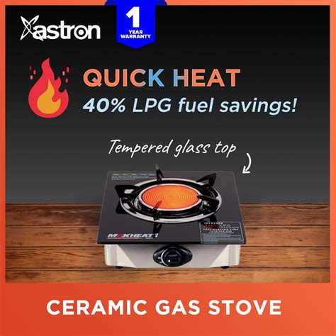 Astron Maxheat1 Single Burner Ceramic Gas Stove With Tempered Glass Top