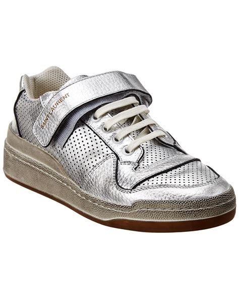 Shop saint laurent now on goat. Saint Laurent Sl24 Lame Leather Sneaker in Silver ...