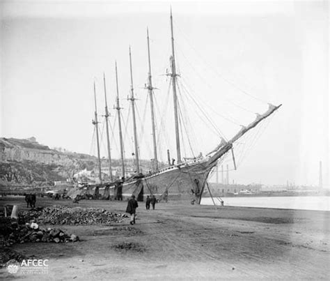 The 6 Mast Schooner Wyoming In The Harbor Of Barcelona 1923 Veleros