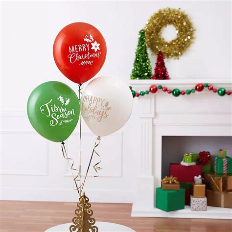 Green Red And White Christmas Balloons 15ct Party City