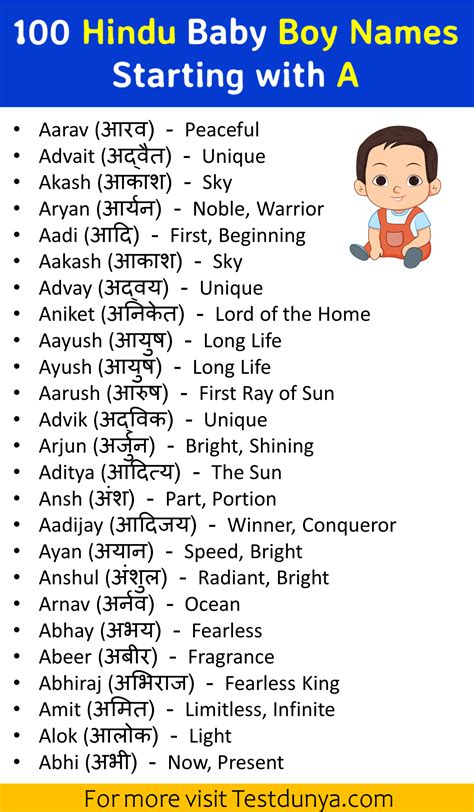 100 Hindu Baby Boy Names Starting With A Testdunya